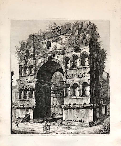 Rossini Luigi (1790-1875) Veduta del Prospetto dell'Arco di Giano 1820 Roma